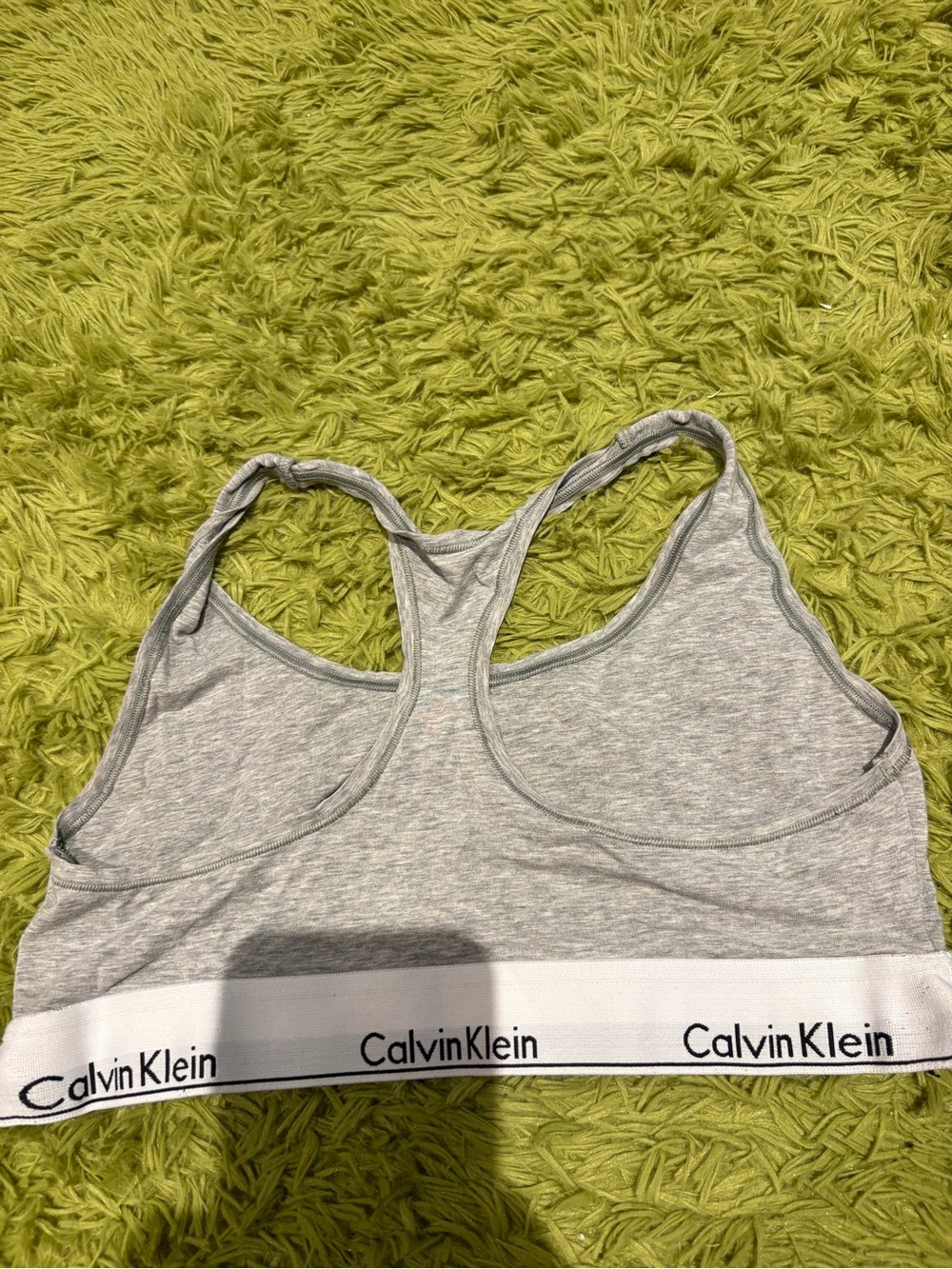 Calvin Klein Light Gray Racerback Bralette with Branded Band - Picture 2 of 3